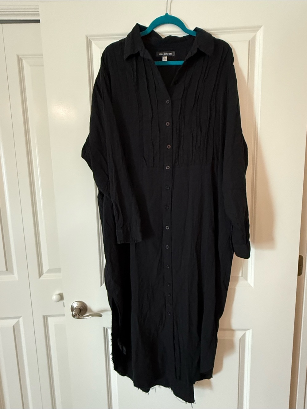 Urban Outfitters Black Button-Front Maxi Shirt Dress